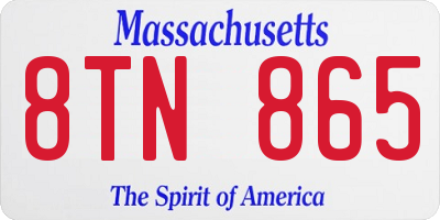 MA license plate 8TN865