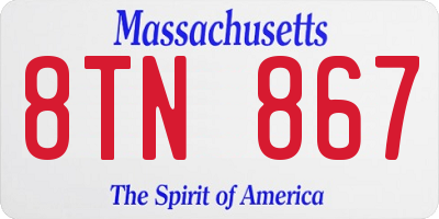 MA license plate 8TN867