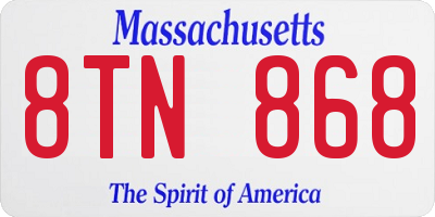 MA license plate 8TN868