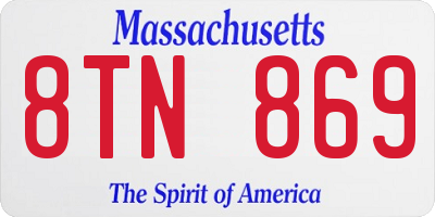 MA license plate 8TN869