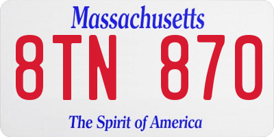 MA license plate 8TN870