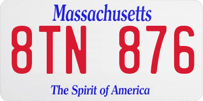 MA license plate 8TN876