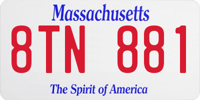 MA license plate 8TN881