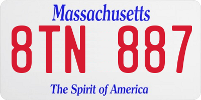MA license plate 8TN887