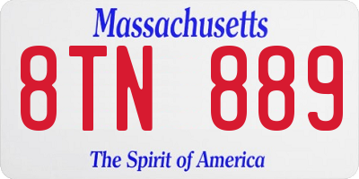 MA license plate 8TN889