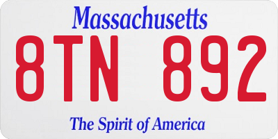 MA license plate 8TN892