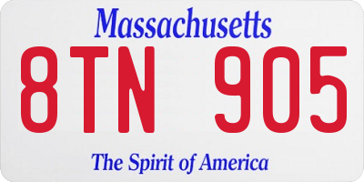 MA license plate 8TN905