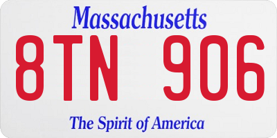 MA license plate 8TN906