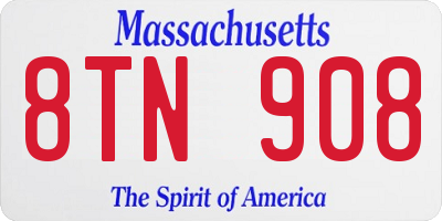 MA license plate 8TN908