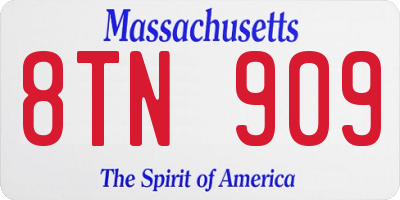 MA license plate 8TN909