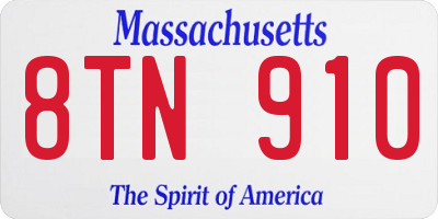 MA license plate 8TN910
