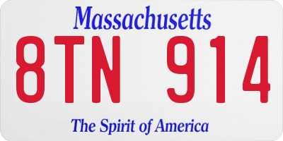 MA license plate 8TN914