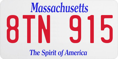 MA license plate 8TN915