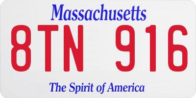MA license plate 8TN916