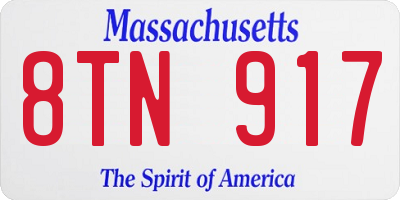 MA license plate 8TN917