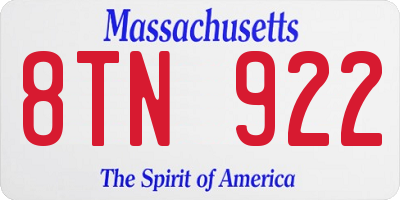 MA license plate 8TN922