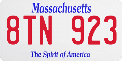 MA license plate 8TN923