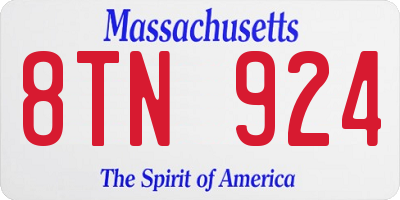 MA license plate 8TN924