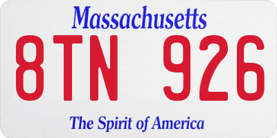 MA license plate 8TN926