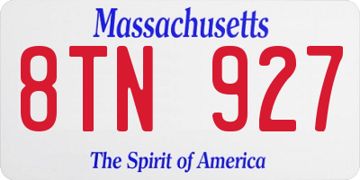 MA license plate 8TN927