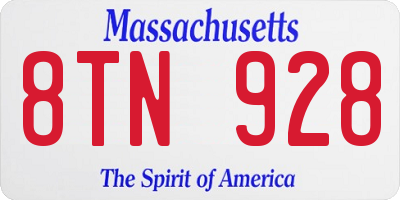 MA license plate 8TN928