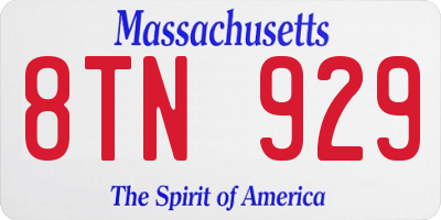 MA license plate 8TN929