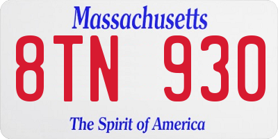 MA license plate 8TN930