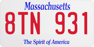 MA license plate 8TN931