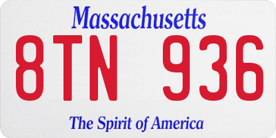 MA license plate 8TN936