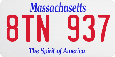 MA license plate 8TN937