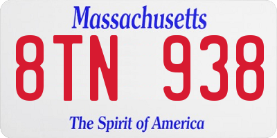 MA license plate 8TN938