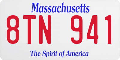 MA license plate 8TN941
