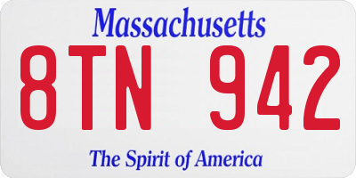 MA license plate 8TN942