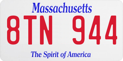 MA license plate 8TN944