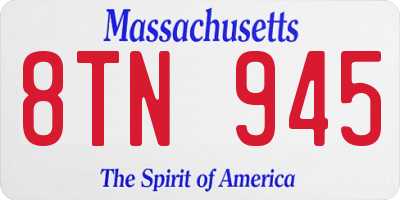MA license plate 8TN945