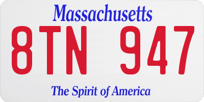 MA license plate 8TN947