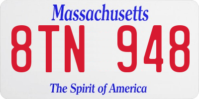 MA license plate 8TN948