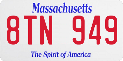 MA license plate 8TN949
