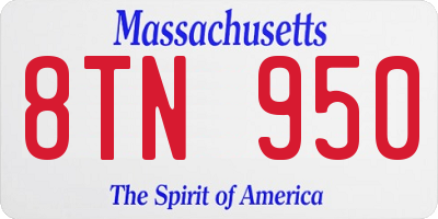 MA license plate 8TN950