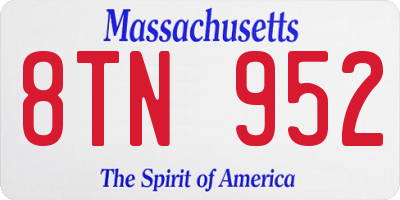 MA license plate 8TN952