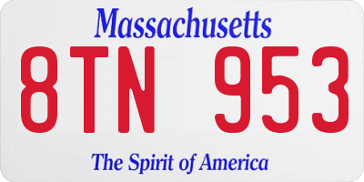MA license plate 8TN953