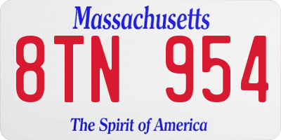 MA license plate 8TN954