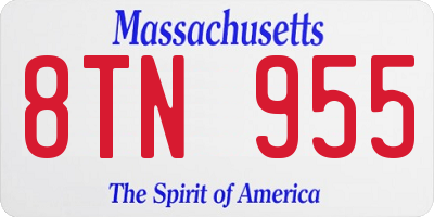 MA license plate 8TN955