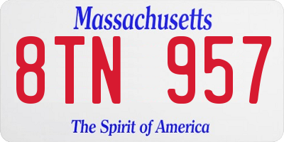 MA license plate 8TN957