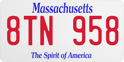 MA license plate 8TN958