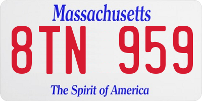 MA license plate 8TN959
