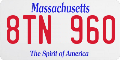 MA license plate 8TN960