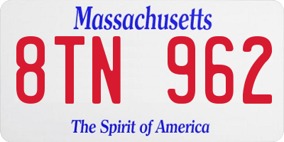 MA license plate 8TN962