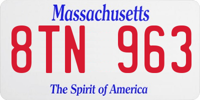 MA license plate 8TN963