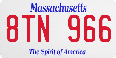 MA license plate 8TN966